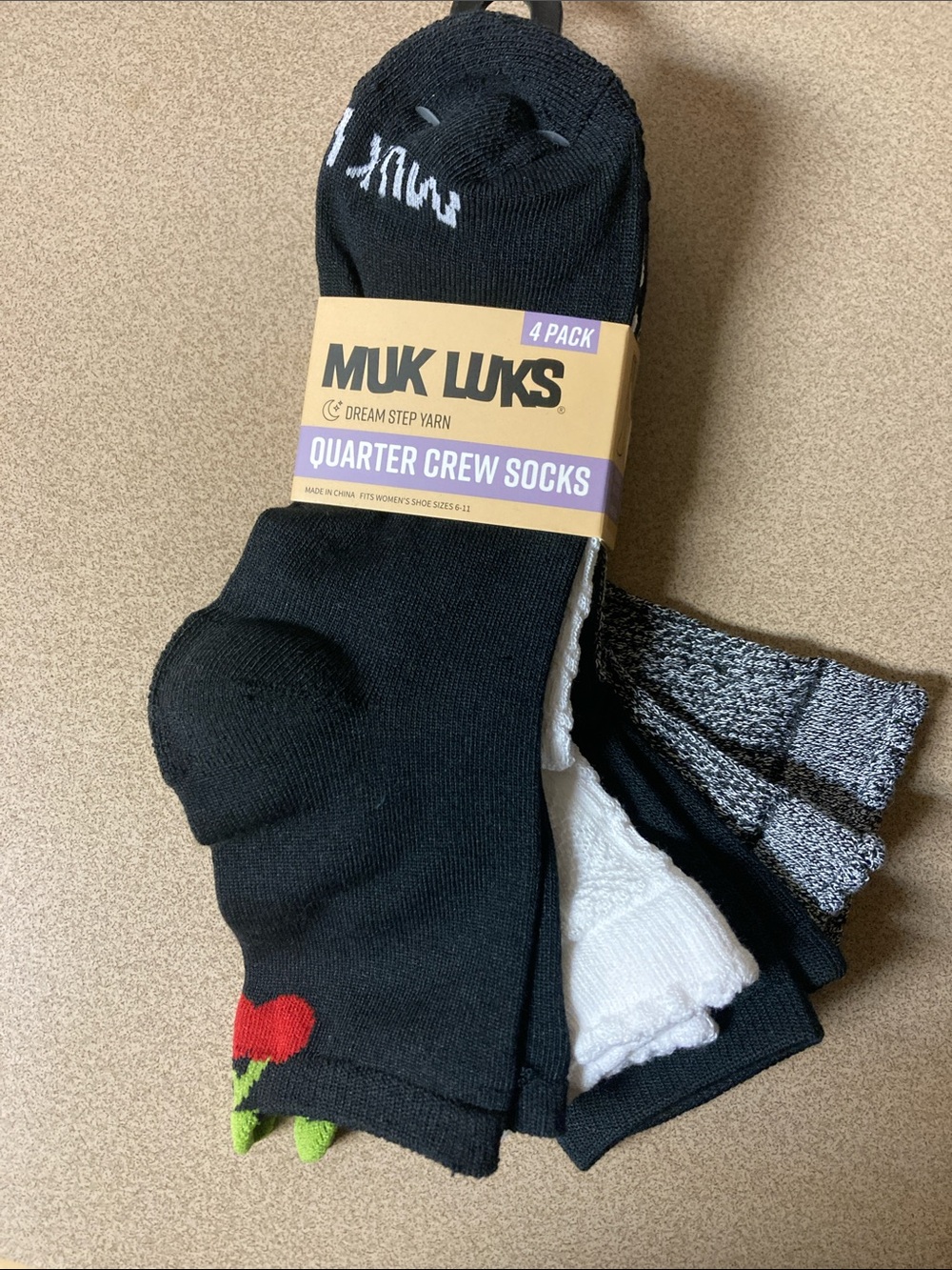Muk Luks Menโs Quarter Crew Socks - Black, White, Gray, Red, Green